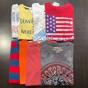 8-Piece Bundle Boys Short Sleeve Shirts Multiple Brands Various Sizes